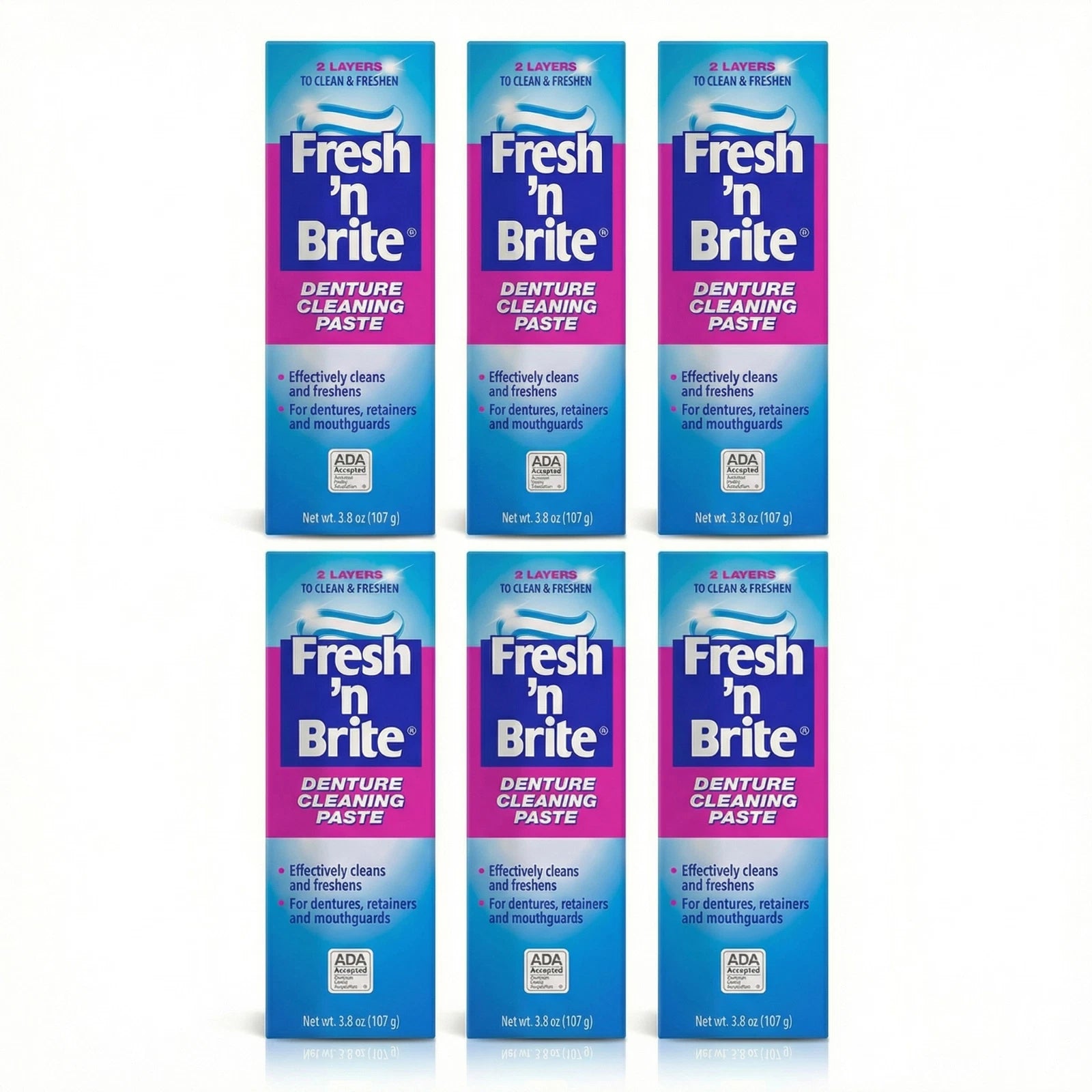 Fresh 'n Brite Denture Cleaning Paste, 6-Pack (3.8 oz / 107 g Each)