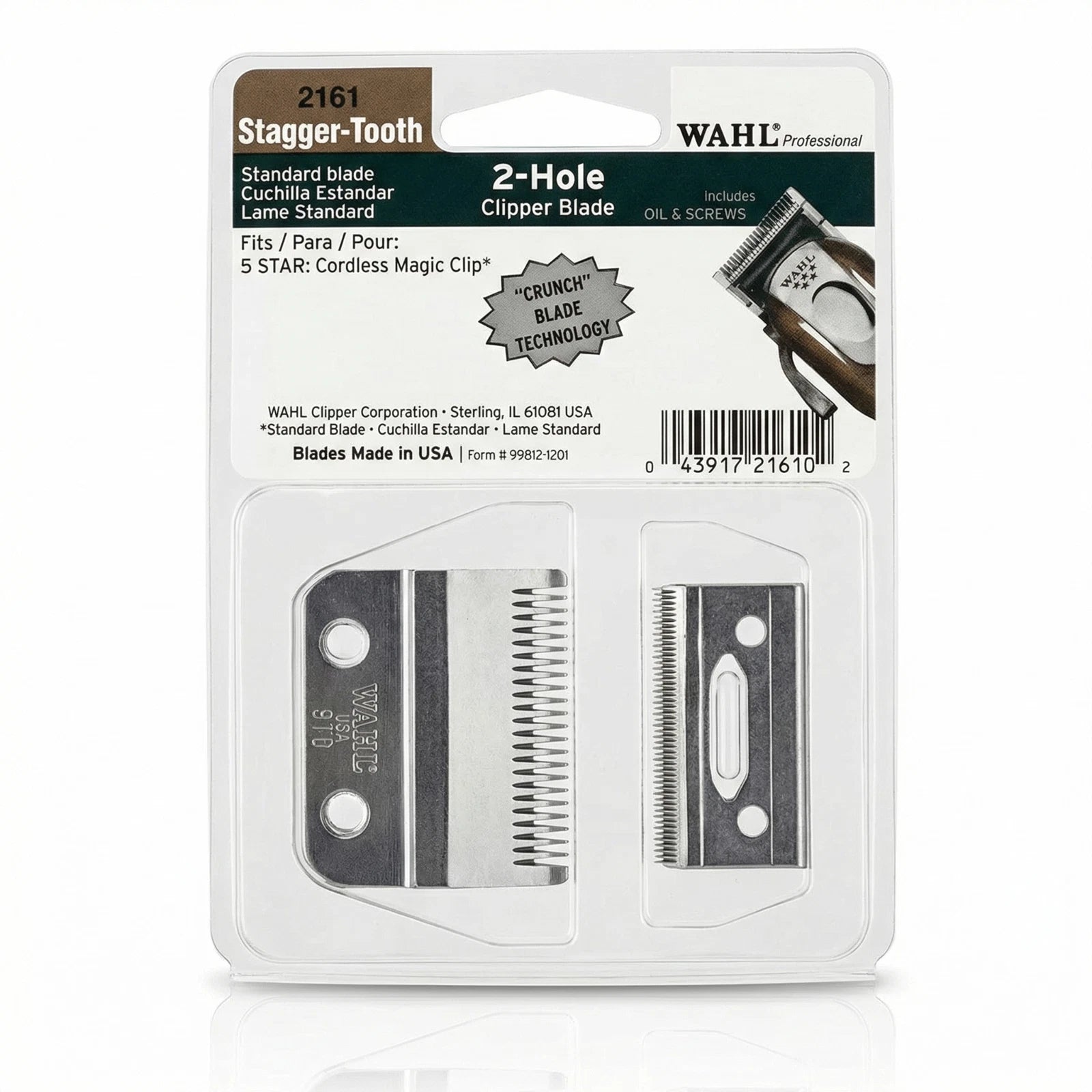 Wahl Professional 2161 Stagger Tooth 2 Hole Clipper Blade Magic Clip 5 Star