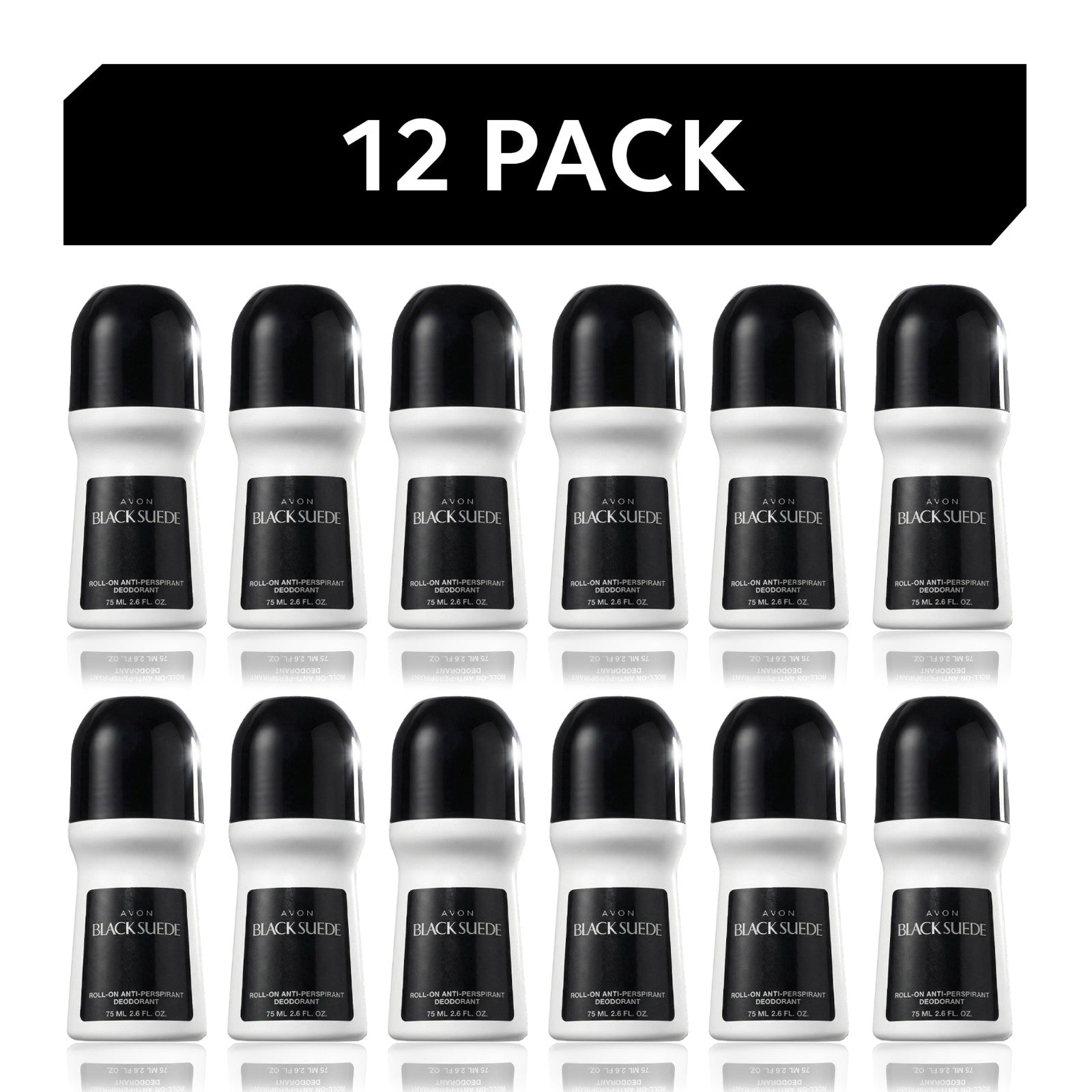 Avon Black Suede Roll-On Deodorant 2.6 oz, 12-Pack