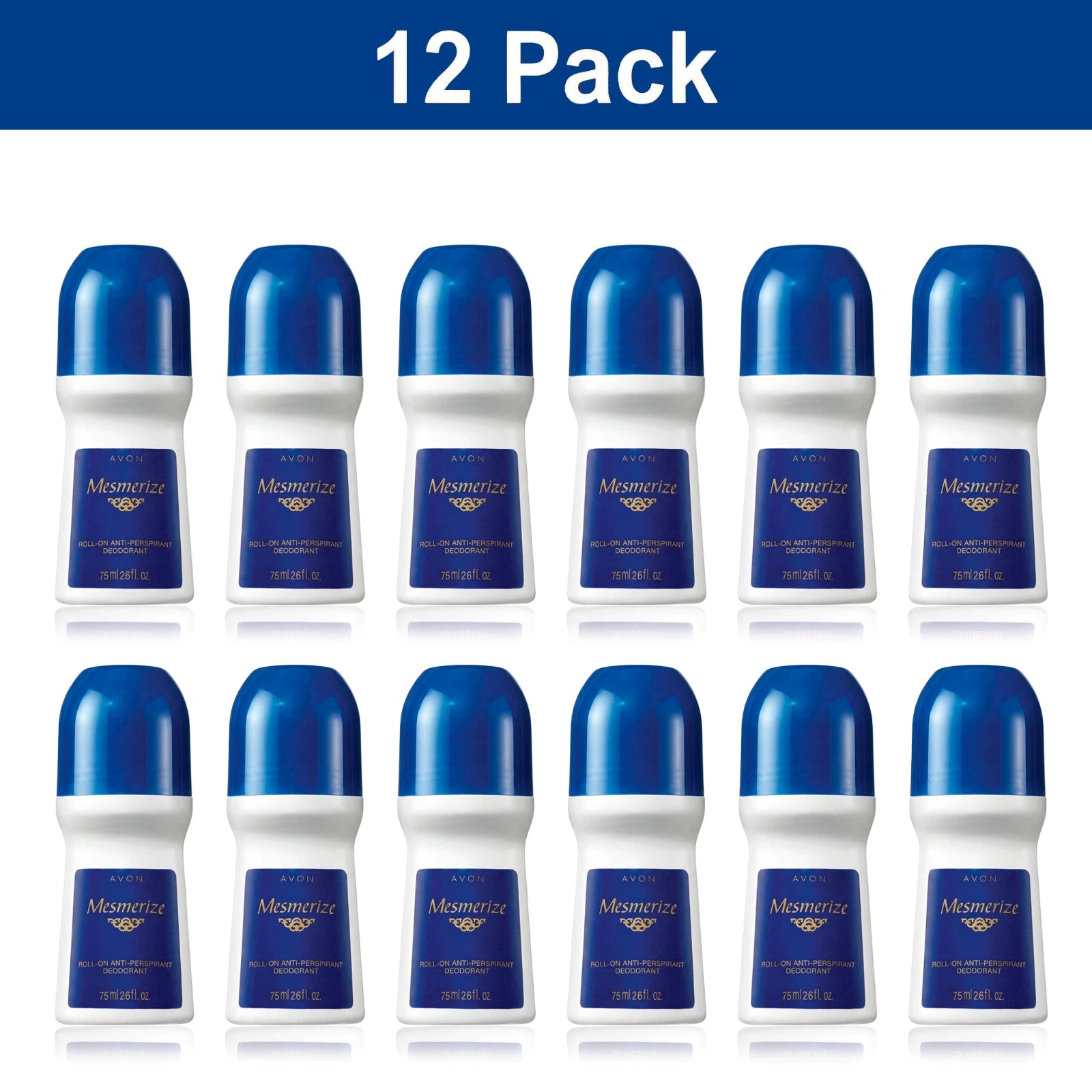 Avon Mesmerize Roll On Antiperspirant Deodorant 2.6oz 12 Pack 24Hr Protection NE
