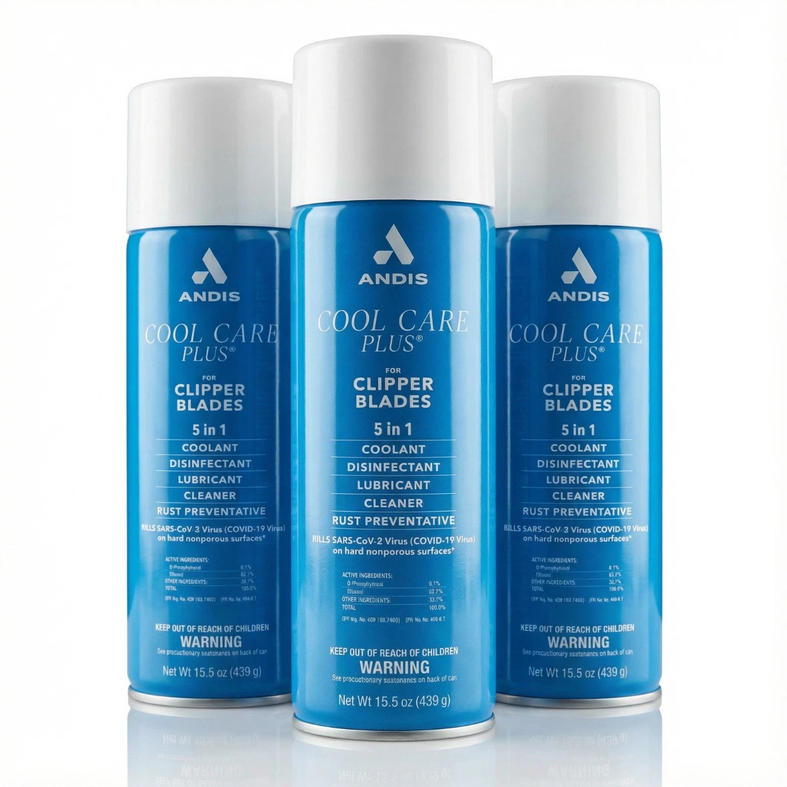 Andis Cool Care Plus Clipper Blade Spray 15.5oz 3 Pack Lubricant Cleaner Coolant